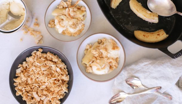 Warm Banana Sundaes with Coconut Crumble | Pamela Salzman