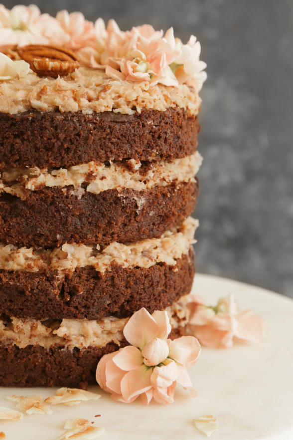 Sweet Laurel German Chocolate Cake with Coconut Pecan Frosting | Pamela Salzman