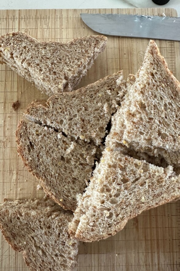 bread cut on a cutting board