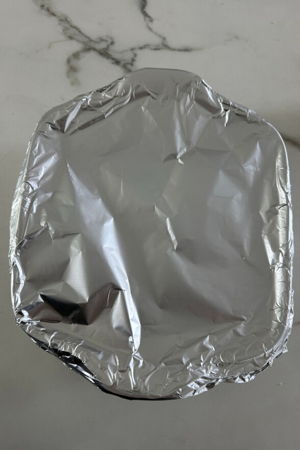 baking dish covered in foil 