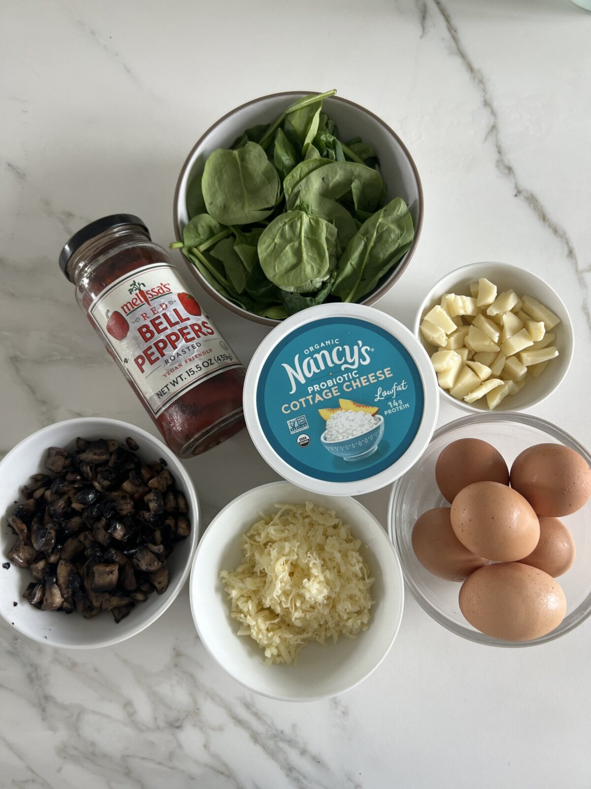recipe ingredients in small bowls
