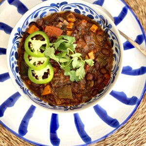 mushroom chili in a bowl