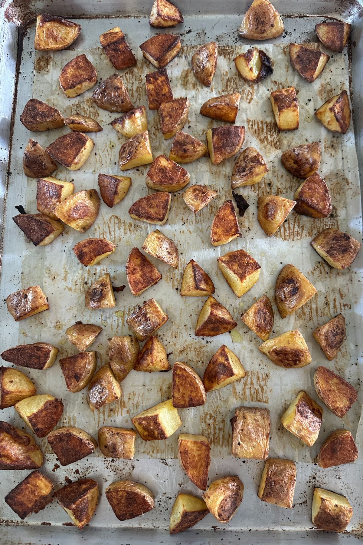 roasted potatoes after they're done cooking