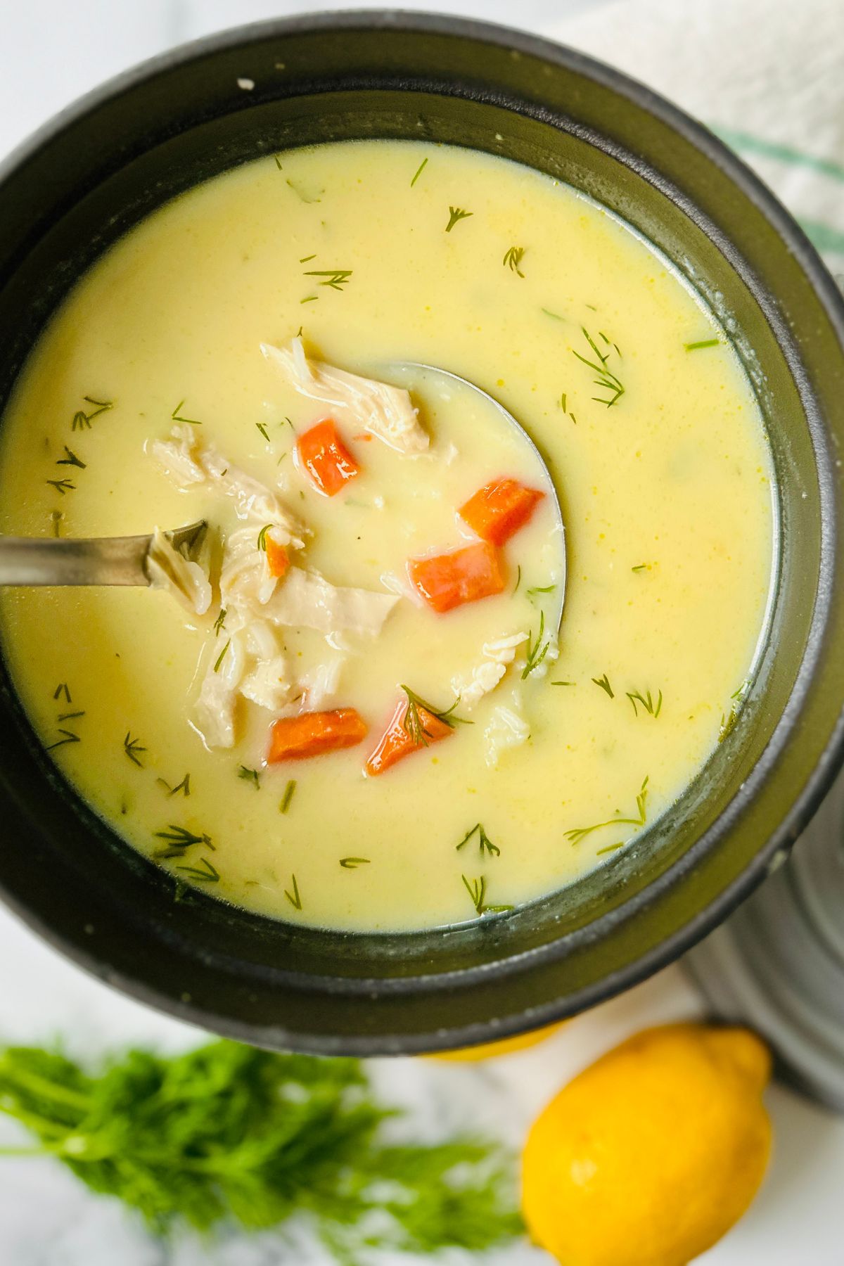 a pot filled with leftover turkey soup